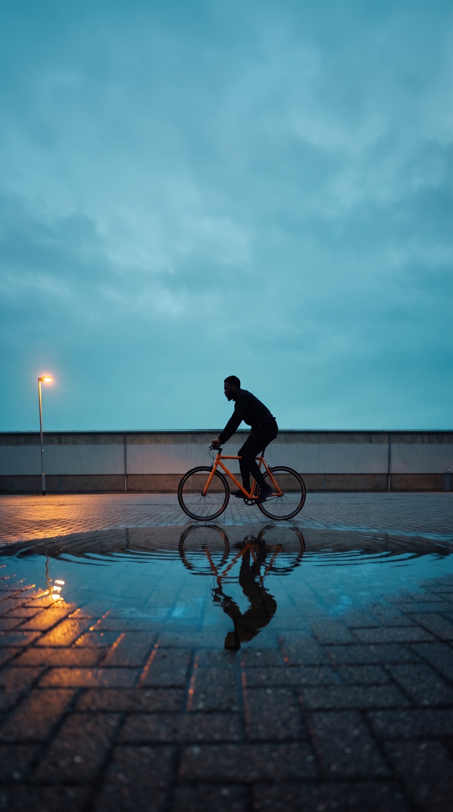 Ciclista ao entardecer